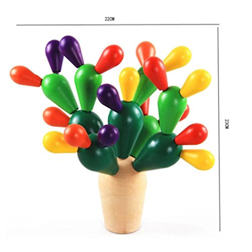 image for Wooden Puzzle Toys, Sacow Baby Cartoon Cactus Balancing Puzzle Toys Wo