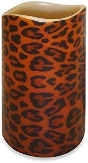 By BriteStar 6.75" Leopard Print Battery Operated Flameless LED Lighted Flickering Wax Pillar Candle with Remote