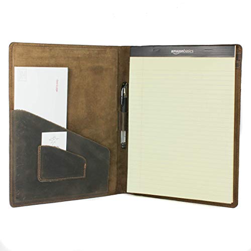 PEGAI Rustic Leather Portfolio/Legal Padfolio, Handcrafted Distressed Leather Pad Folio - Marshall | Chestnut Brown
