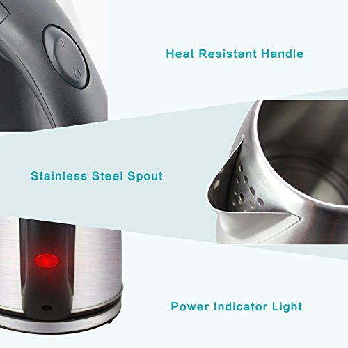 Electric Kettle Stainless Steel Hot Water Kettle 1200W, Cordless Tea Kettle 1.8 Liter, Auto Shut-off, Perfect For Brewing Teas, Coffee, Cold Brew, Espresso, and More!