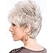 White Wigs for Women Short Grey Fluffy Wig with Bangs Natural Looking Synthetic Hair Fashion Daily Party Full Wigs for Ladies with Free Wig Cap (White Mixed Gray) MLS047