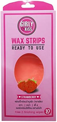 Strawberry Girly Kiss Wax Strips, say goodbye to stubble and hello softness. Ready to use just rub, peel and go. (10 Pcs./ pack. and free 2 finishing wipes.)..
