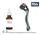 Derma Roller by Vansaile - ULTRA Premium Quality - Cosmetic Microneedling Instrument For Face - 540 Titanium Micro Needle Dermaroller at 0.5mm+Hyaluronic Acid