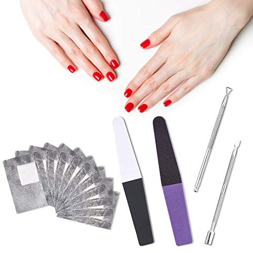 Nail Polish Remover Tool Kit,200PCS Gel Nail Polish Remover Wraps Gel Nail Soak Off Foils Wraps,1PCS Cuticle Pusher,1PCS Triangle Cuticle Peeler Scraper,2PCS 100/180/320/400/3000 Nail Buffer & Shiner - Thumbnail 7