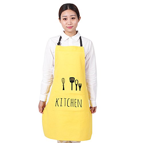 100% Cotton Cooking Kitchen Aprons Restaurant Apron for Women Men Chef,Waterproof Kitchen Apron with Big Pockets Adjustable Bib for Cooking, Crafting, Gardening Restaurant 5 Color