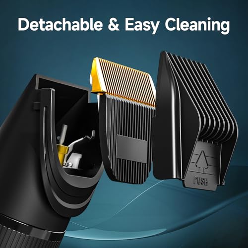 2-in-1 Beard Trimmer and Hair Clipper for Men,Detachable Ceramic-Titanium Blade Shaver with 9 Length Settings and Non-Slip Matte Grip