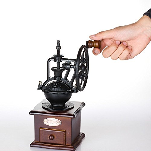 Manuelle Kaffeemühle Antik Gusseisen Handkurbel Kaffeemühle mit Mahleinstellungen & Fangschublade 12,5 x 12,5 x 26 cm – Bild 4