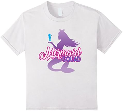 Kids Mermaid Party Birthday Girl Novelty Favors Decorative Shirt 6 White