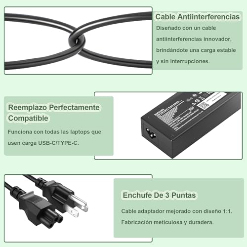 RORALMA 65W/45W USB C/Type C Cargador para Lenovo Chromebook ThinkPad X1 CarbonT480 T490 T480S T580 T14 E14 E15 E16 E490 E480 E580 300E 500E L13 Yoga 6 7 C940 C930 C740 Adaptador