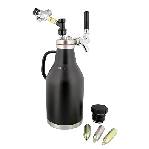 Pressurized Beer Growler 64oz Stainless Steel with Logo – Pressurized Growler Beer Dispenser CO2 Growler, Regulator, Tap