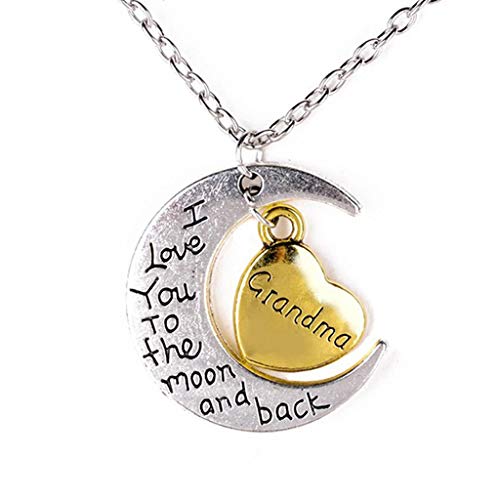 Xeminor Premium I Love You To the Moon and Back Necklace Family Pendant Alloy Necklace grandma