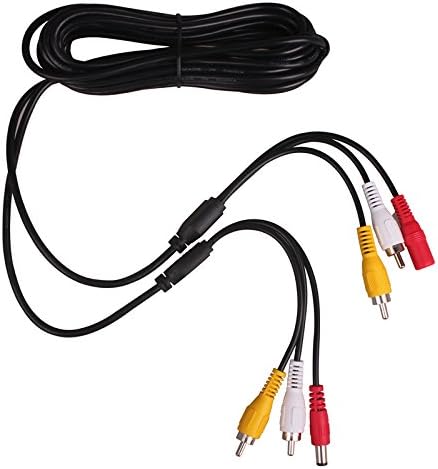 DC Power RCA Audio Video AV 3 IN 1 Extension Cord Cable for CCTV Security Car Tuck Bus Trailer Reverse Parking Stereos Camera 5 Meters 16Ft by HitCar