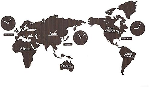 PLYY Creative Main Decoration World Map Large Wall Clock Easy DIY Personalised Hanging Clock Faux