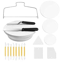 Cake Decorating Kit - Cake-Turntable with 2 Icing Spatulas,3 Cake Scrappers,6,8,10-Inch Cake Board,8 Engraving Pens, 1 Cake Leveler