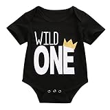 ONE'S Baby Boys Girls Wild One First Birthday Bodysuit Romper Outfits (100(12-18 Months))
