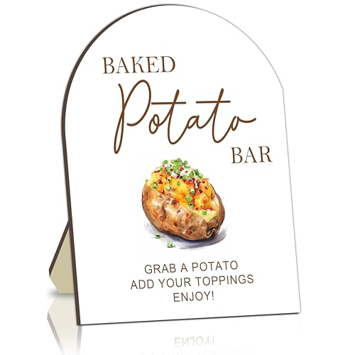 Baked Potato Bar Wooden Table Sign, BBQ Food Sign for Baby Shower, Potato Table Signs, Snack Menu Station Board for Wedding, BBQ Food Board for Bridal Party, Baby Shower Wooden Foods Signs Decor at Amazon