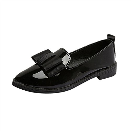 morecome 2018 New Spring Women Pointed Toe Oxford Shoes Casual Comfortable Slip Flat Shoes (7.5, Black)