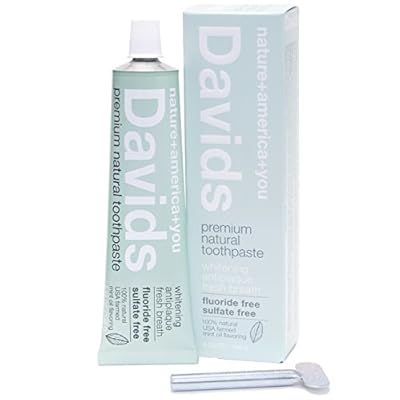 Davids Natural Toothpaste, Whitening, Antiplaque, Fluoride-Free, SLS-Free, Peppermint Oil, 5.25 OZ, Tube Roller Included