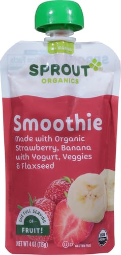 SPROUT ORGANIC STRAWBERRY BANANA & YOGURT, 4 OZ POUCH