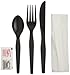 Georgia-Pacific Dixie Wrapped Cutlery, 6-Piece Kit, Fork, Knife, Spoon, Napkin, Salt And Pepper, CH56NSPC7, 250 Kits per Case,Black