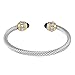 Faceted Cubic Zirconia Two Tone Open Cuff Bangle - Jet