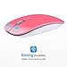 TENMOS T9 Silent Wireless Mouse, 2.4G Ultra Slim Portable Travel Mouse Optical Computer Mice with USB Receiver Type-C Compatible with Notebook, PC, Laptop, Computer (Pink)