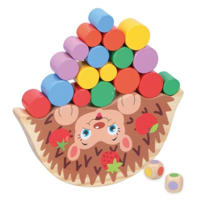UMKY 21PC Hedgehog Balance Game Stacking Sorting with Colourful Wooden Building Blocks Educational Sensory Toy for Children and Pre-school Kids