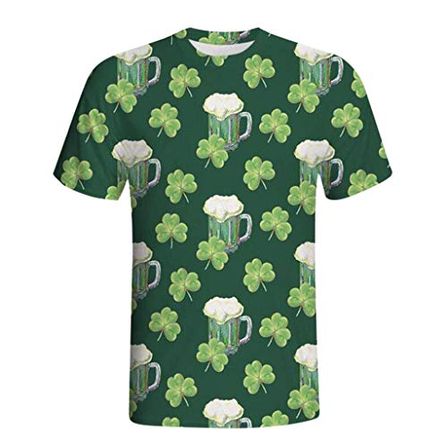 OWMEOT T-Shirts for Men Skull Print Tees Top O-Neck Short Sleeve Casual Cool Blouse (Green 26, 4XL)