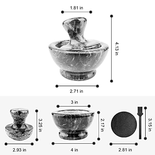 Mortar and Pestle Set, Marble Mortar and Mushroom Pestle,for Pills Herbs Spices,with Brush