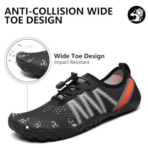 MISHANSHA LIGHTWEIGHT AQUA SHOES FOR MEN BREATHABLE BAREFOOT SHOES WOMEN OUTDOOR BEACH POOL SPORT QUICK DRY MENS SWIMMING SHOES BLACK SIZE 9 WOMEN/7 MEN