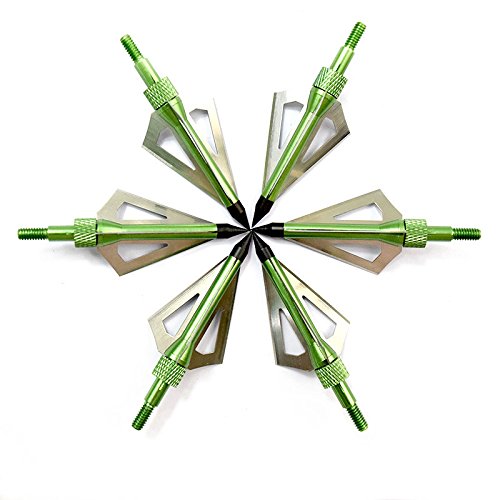 YLA Broadheads 100 Grains 3 Blades Steel Arrows Heads for Archery Bow Hunting Outdoor - 12 pcs/lot Green Color
