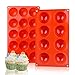 Semi Sphere Silicone Molds, 2 Pack Muffin Cupcake Baking Pan for Cake Jelly Pudding Chocolate Making Desserts Servings Domed Treats