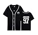 babyhealthy Women's Baseball Jersey Button Down T Shirts Short Sleeve Solid Color Hip Hop Sports Shirt Uniforms