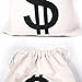 PAUBOLI Dollar Sign $ Money Bag 8 x 10 Inches (3pcs/Pkg) Canvas Drawstring Bag Bank Robber Bag Bag