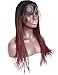 BLUPLE Ombre Micro Braided 1b Wine Red Synthetic Lace Front Wigs Fully Hand Tied Heat Resistant Hair Braiding Styles Fiber Hand Braided Wig for Black Women (18 inches, Micro Braided,T1B/Wine Red)