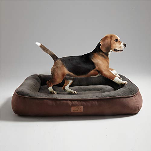 Bedsure Plush Dog Bed Extra Large Machine Washable Pet Bolster Bed for