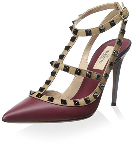 Valentino women s rockstud ankle strap pump, maroon, 38…