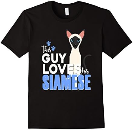 Mens This Guy Loves His Siamese Cat Shirt Kitty Pet Dad XL Black