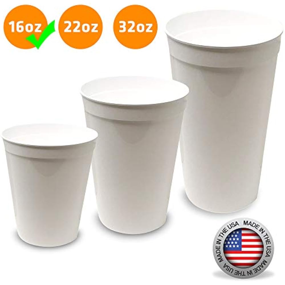 10 Pack Blank 16 Oz Plastic Stadium Cups Bulk Reusable Or Disposable