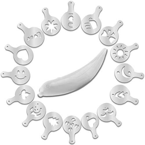 Coffee Latte Art Set Sisitano Electronic Spice Decoration Pen and Stencils - Create Professional Designs - Barista Grade Accessories