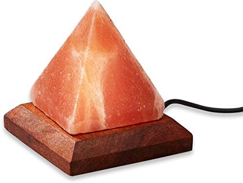 USB Himalayan Natural Pink Salt Bowl Lamp Made of 100% Authentic Wooden Base Crystal Rock Salt Premium and Fine Quality Shape Bowl Pure Crystal Fire Bowl Lamp (Pyramid lamp)