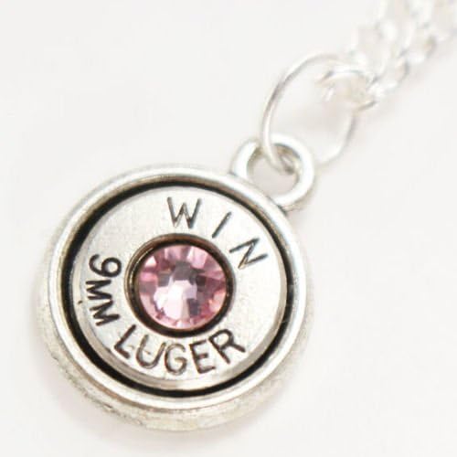 Nickel Plated 9mm Bullet Necklace In Silver Tone Settng