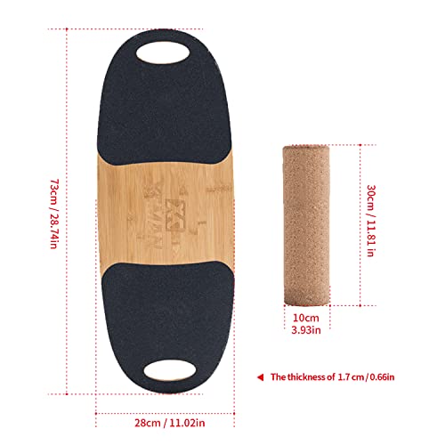 XCMAN Bamboo Balance Board Trainer with Adjustable Stoppers 3