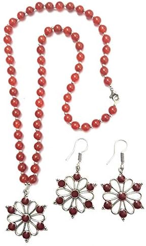 Eshopitude Natural Healing Gemstone Designer Necklace Earring Set for Women & Girls/Special Valentine Day Gift for Girl Friend Wife Sister Daughter Mothar & Love Ones