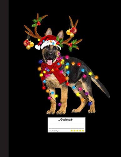 Cute Gsd Merry Christmas Notebook: Blank Lined Journal for German Shepherd, Dog Lovers, Dog Mom, Dog Dad and Pet Owners | 8.5x11 with College Ruled Pages