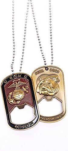 USMC Marine U.S. Marines Bottle Cap Opener With FREE Dog Tag Chain