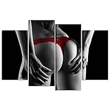 Kreative Arts - Black and White Sexy Body Canvas Prints Wall Art Paintings Nude Woman Poster Picture Modern Artwork for Bedroom Decor Photo On Canvas 4 Panel Ready to Hang
