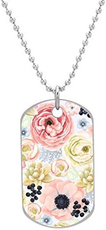 Udoosun Anemones Ranunculus Succulents And Wild Privet Berry Custom Personalized Aluminum Oval Pet Dog Tag Id Necklace Neck Tag Charm Pendant