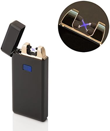 2ME Electronic Arc lighter Rechargeable [Upgraded Version] Dual Arc Windproof Flameless Plasma Lighter – Ideal for Lighting Cigarettes, Candles etc. with gift box