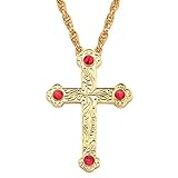 Religious Jesus Crucifix Jeweled Necklace - 18k